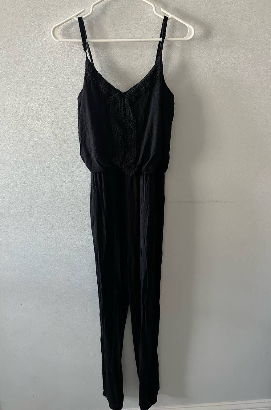 American Rag Jumpsuit Women's Medium Black Embroidered Sleeveless One Piece